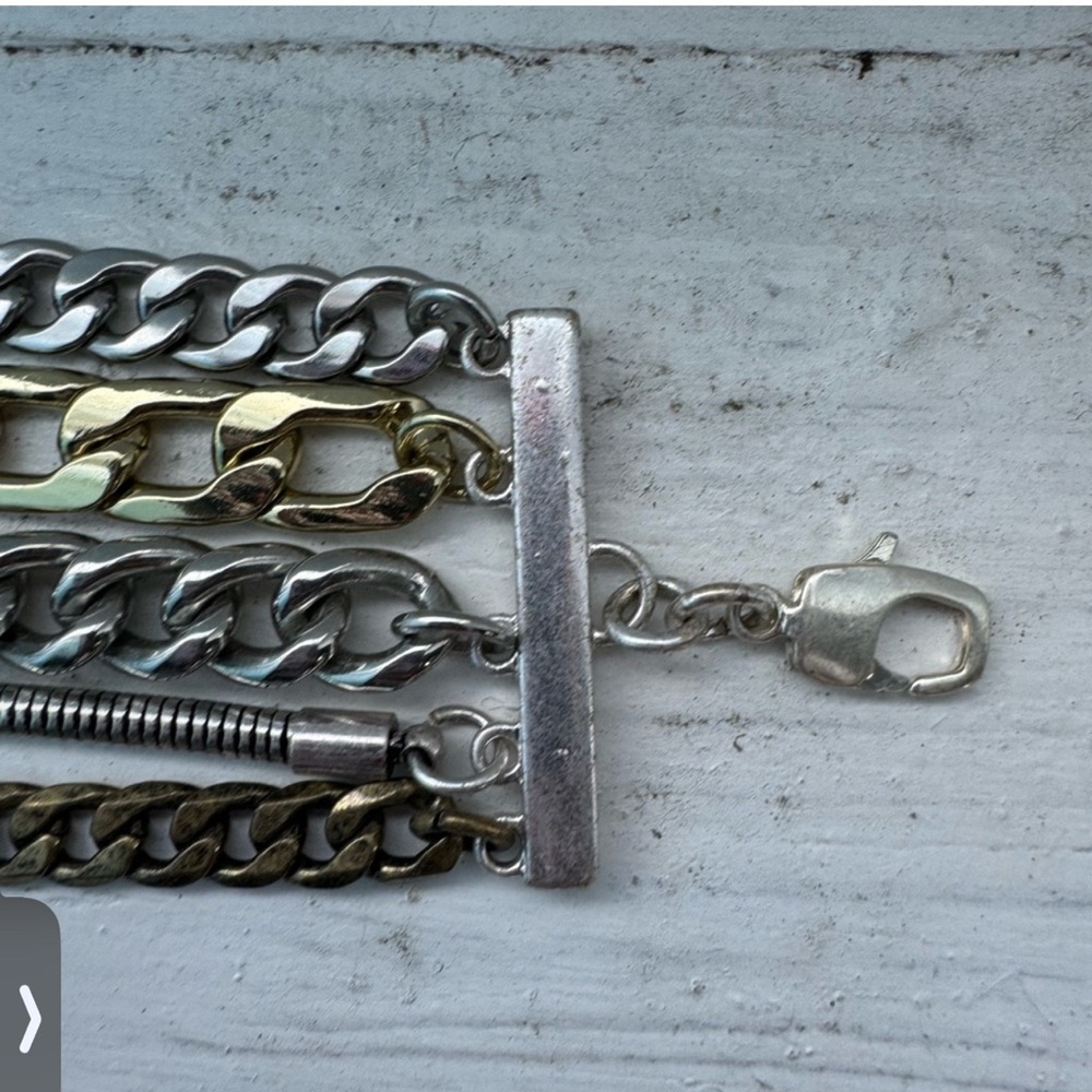 Jenny Bird gold silver chain bracelet Alex & Ani silver Moon + Sun Flex Cuff - Picture 8 of 10